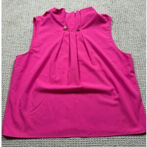 Athena Marie Tank Top Womens Size XL Pink Pleated‎ Soft Chic Boho Casual Blouse